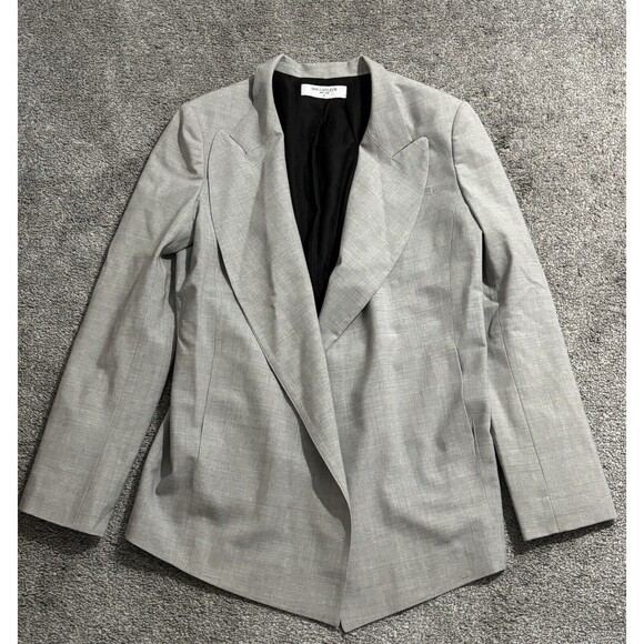 MM. Lafleur Light Grey Wool Blend Open Front Blazer Jacket Women’s Medium - Picture 1 of 8